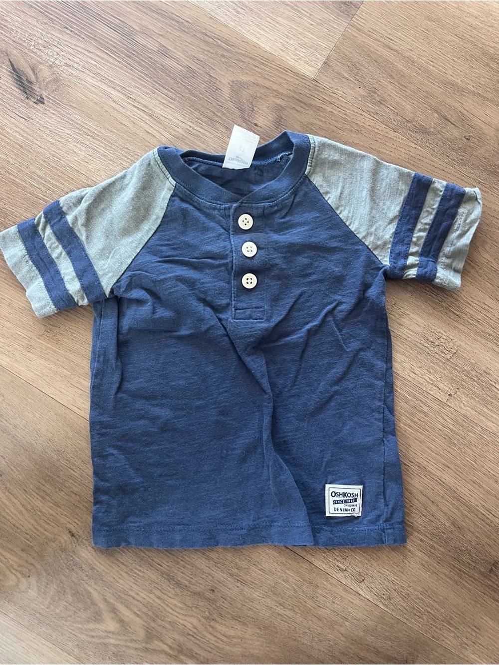 OshKosh B'gosh Navy and Gray Henley Tee for Kids 2T